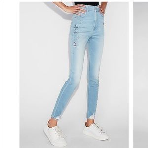Express Super High Waisted Embellished Skinny Jean
